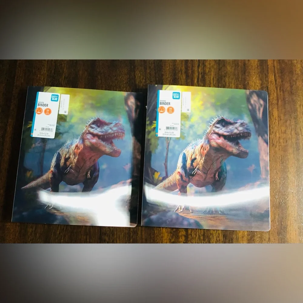2PK Dinosour Fashion 3-ring Binder 3D look multi color.10in X11.5 in